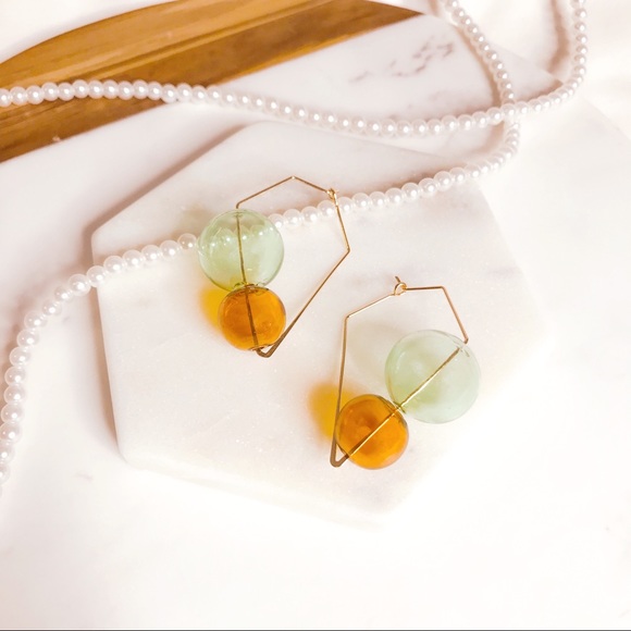 Jewelry - New ✨Colored Bubble Diamond Shape Drop Earrings